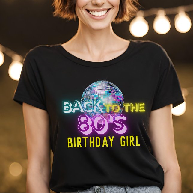 Neon Glow Disco Ball Back to the 80s Retro Party T-Shirt (Creator Uploaded)