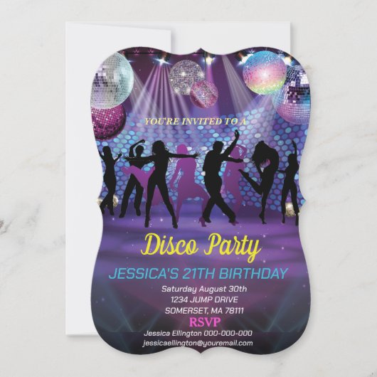 Neon Glow Disco Dance Birthday Party (Front)