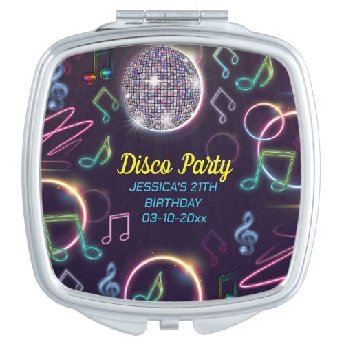 Neon Glow Disco Dance Birthday Party Compact Mirror