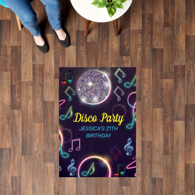 Neon Glow Disco Dance Birthday Party Floor Decals (Floor)
