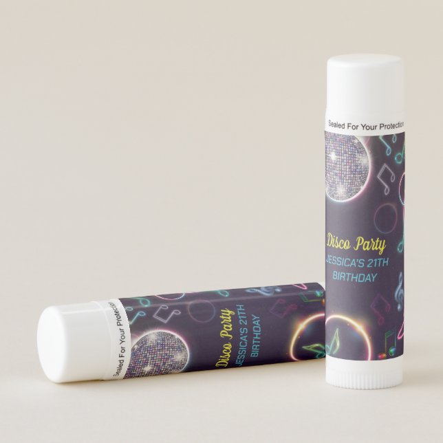 Neon Glow Disco Dance Birthday Party Lip Balm (Front)