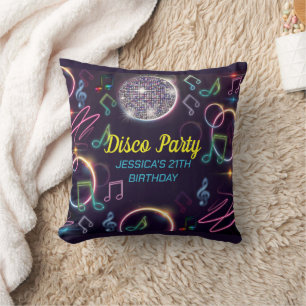 Neon Glow Disco Dance Birthday Party Throw Pillow