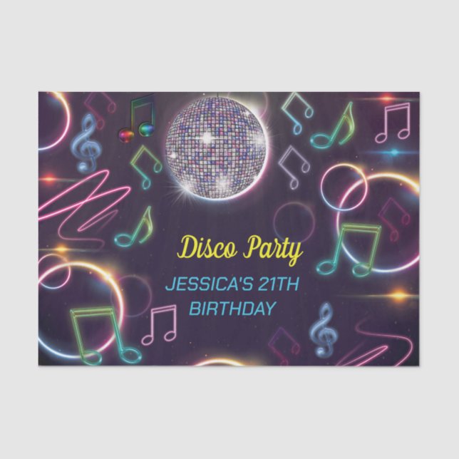 Neon Glow Disco Dance Birthday Party Tissue Paper (Front)
