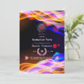 Neon Glow Flames Virtual Graduation Party Invitation (Standing Front)
