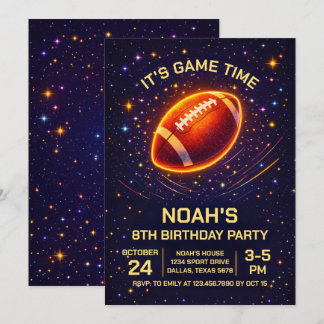 Neon Glow Football Birthday Invitation
