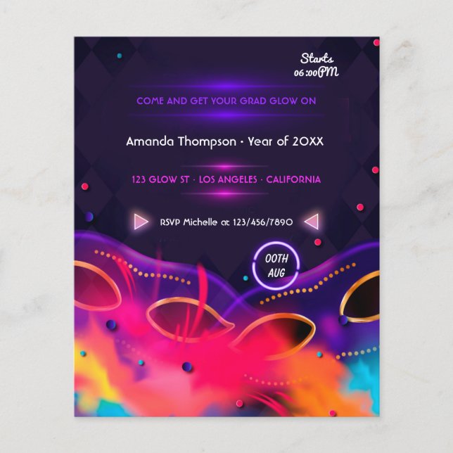 Neon Glow Graduation Party Flyer (Front)