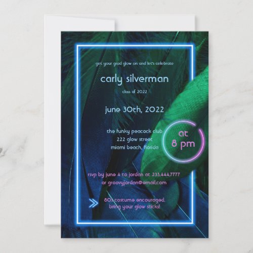 Neon Glow Graduation Party Invitation