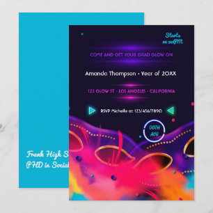 Neon Glow Graduation Party Invitation