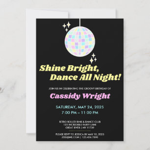 Neon Glow Groovy Disco Birthday Invitation