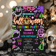 Neon Glow Halloween Costume Party Birthday Invitation