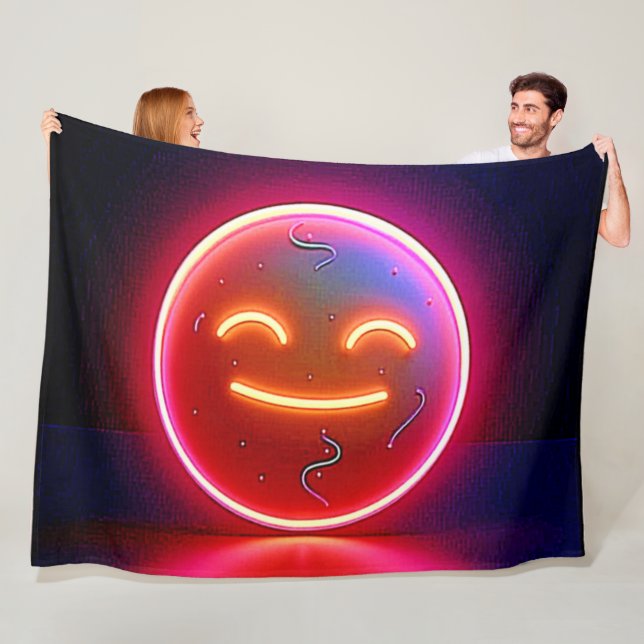 Neon Glow Happy Face Art Fleece Blanket (In Situ)