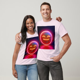 Neon Glow Happy Face Art T-Shirt