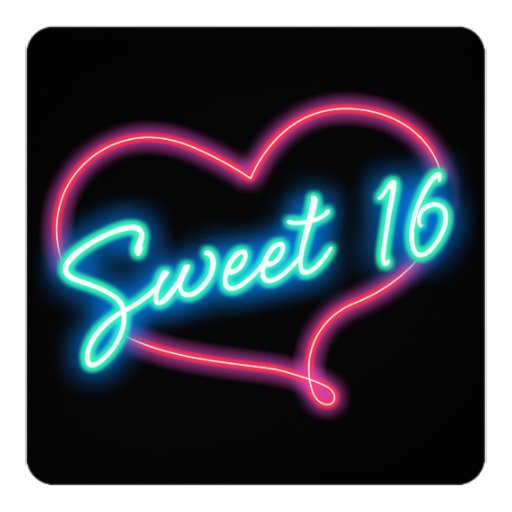 Neon Sweet 16 Invitations 3