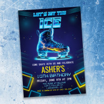 Neon Glow Ice Skating Birthday Invitation