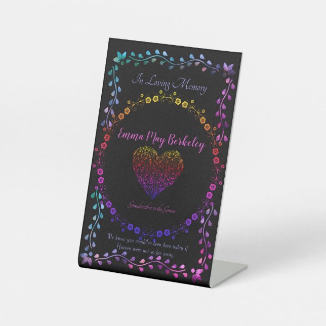 Neon Glow In Loving Memory Table Sign (Front)