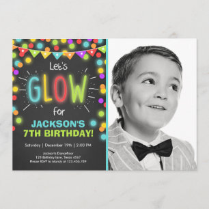 Neon Glow in the Dark Birthday invitation