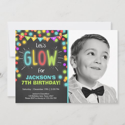 Neon Glow in the Dark Birthday invitation