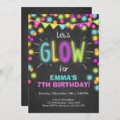 Neon Glow in the Dark Birthday invitation (Front/Back)