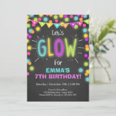 Neon Glow in the Dark Birthday invitation (Standing Front)