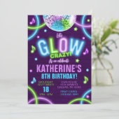 Neon Glow in the Dark Birthday Party Invitation (Standing Front)