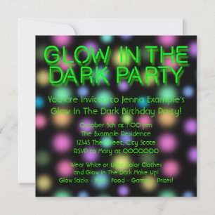 Neon Glow In The Dark Birthday Party Invitation