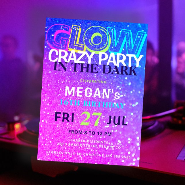 Neon glow in the dark birthday party invitation (Creator Uploaded)