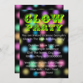Neon Glow In The Dark Birthday Party Invitation (Front/Back)
