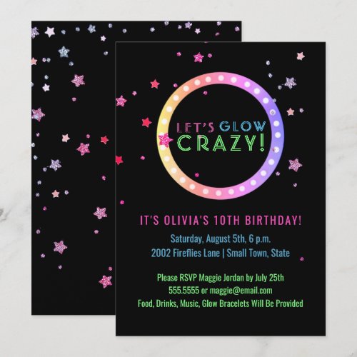 Neon Glow in the Dark Birthday Party | Kids Party Invitation