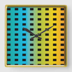 Neon glow in the dark colorful fluorescent 2 square wall clock