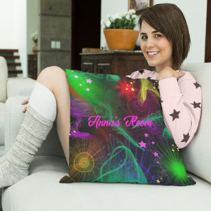 Neon Glow in the Dark Colorful Throw Pillow