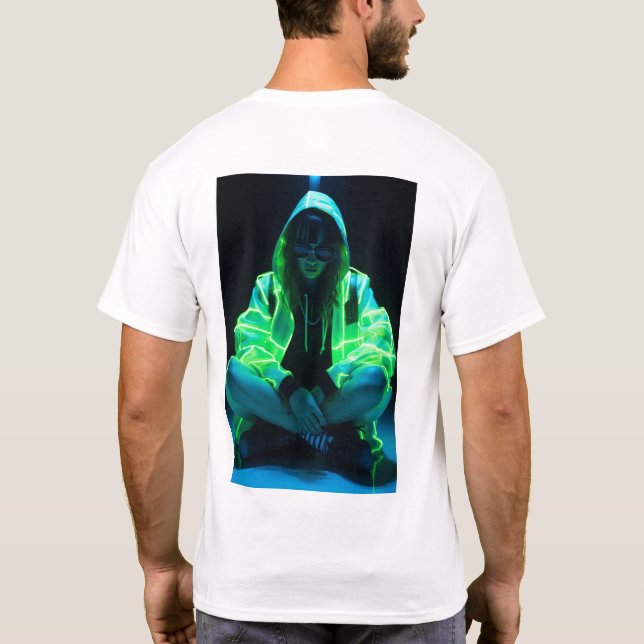 Neon Glow-in-the-Dark Girl Cinematic Self-Illumina T-Shirt (Back)