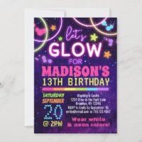 Glow in the Dark Party DIGITAL Invitation Birthday Glow in the