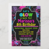 Neon Glow in the Dark Kids  Birthday Party Invite (Front)