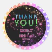 Neon Glow in the Dark Party Kids Birthday Favors Classic Round Sticker