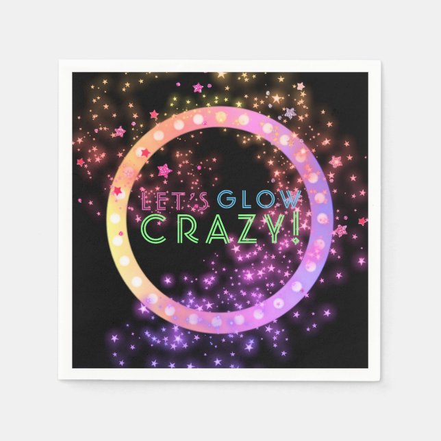 Neon Glow in the Dark Party | Kids Birthday Stars Napkins (Front)