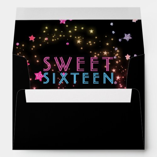 Neon Glow in the Dark Party Sweet Sixteen Birthday Envelope