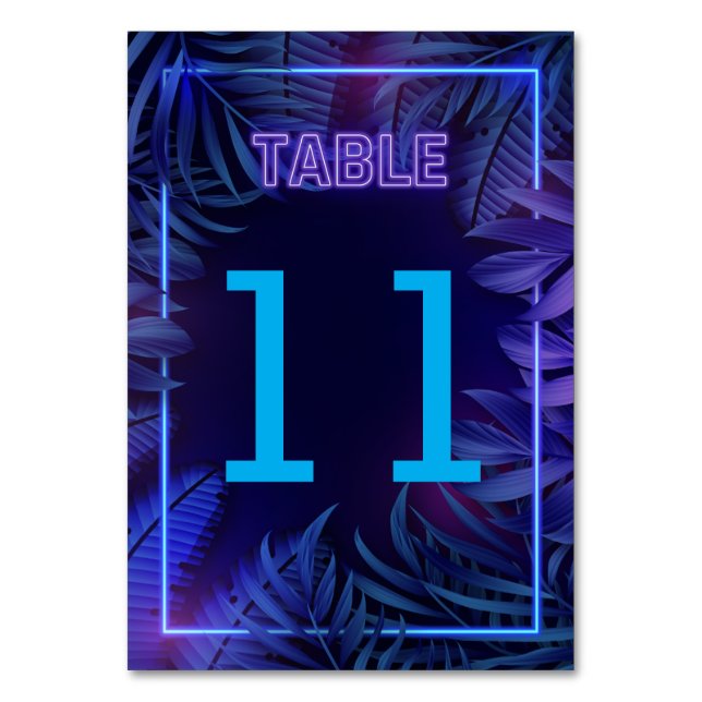 Neon Glow in the Dark Party Table Number (Front)