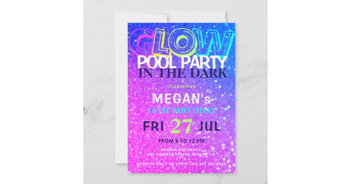 night pool party invitations