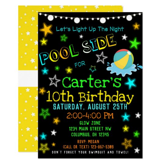 List 96+ Pictures glow in the dark pool party invitations Updated