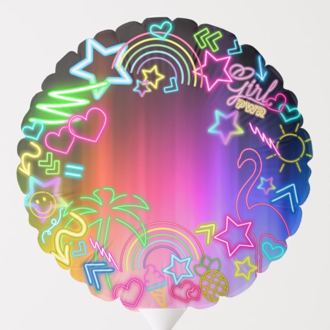 Neon Glow in the Dark, Rainbow Cheetah print  Balloon (Back)