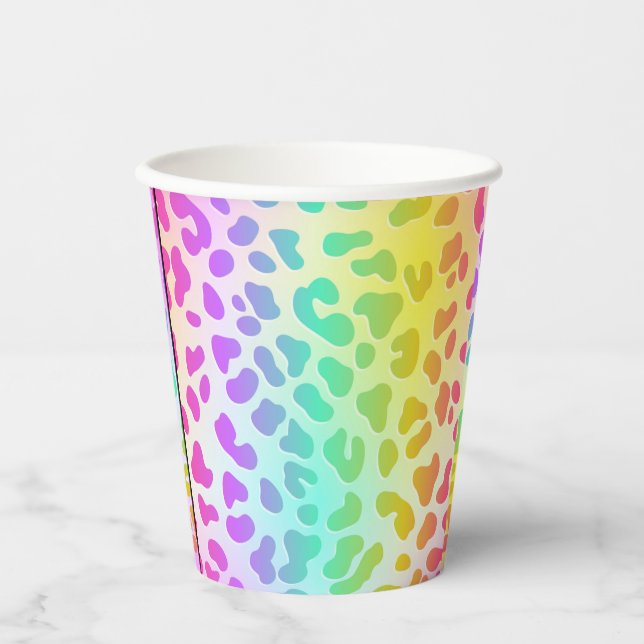 Neon Glow in the Dark, Rainbow Cheetah Print Cup (Front)