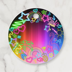 Neon Glow in the Dark, Rainbow Cheetah print Favor Tags