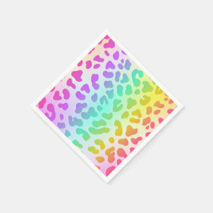 Neon Glow in the Dark, Rainbow Cheetah print Napkins