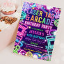Neon Glow Laser Tag And Arcade Birthday Party  Invitation