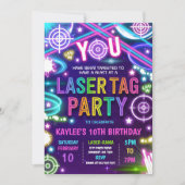 Neon Glow Laser Tag Birthday Party Invitation (Front)
