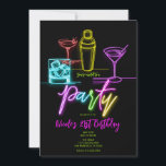 Neon Glow Lights Colorful Cocktails 21st Birthday Invitation<br><div class="desc">Customize any way you want.</div>