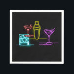 Neon Glow Lights Colorful Cocktails 21st Birthday Napkins<br><div class="desc">Customize with any text.</div>