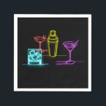 Neon Glow Lights Colorful Cocktails 21st Birthday Napkins<br><div class="desc">Customize with any text.</div>