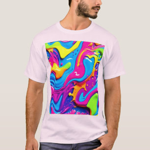 Neon Glow Liquid Splatter Artwork T-Shirt