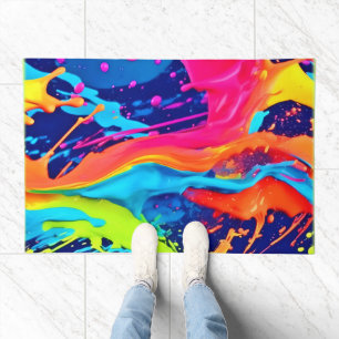 Neon Glow Liquid Swirls Design Doormat